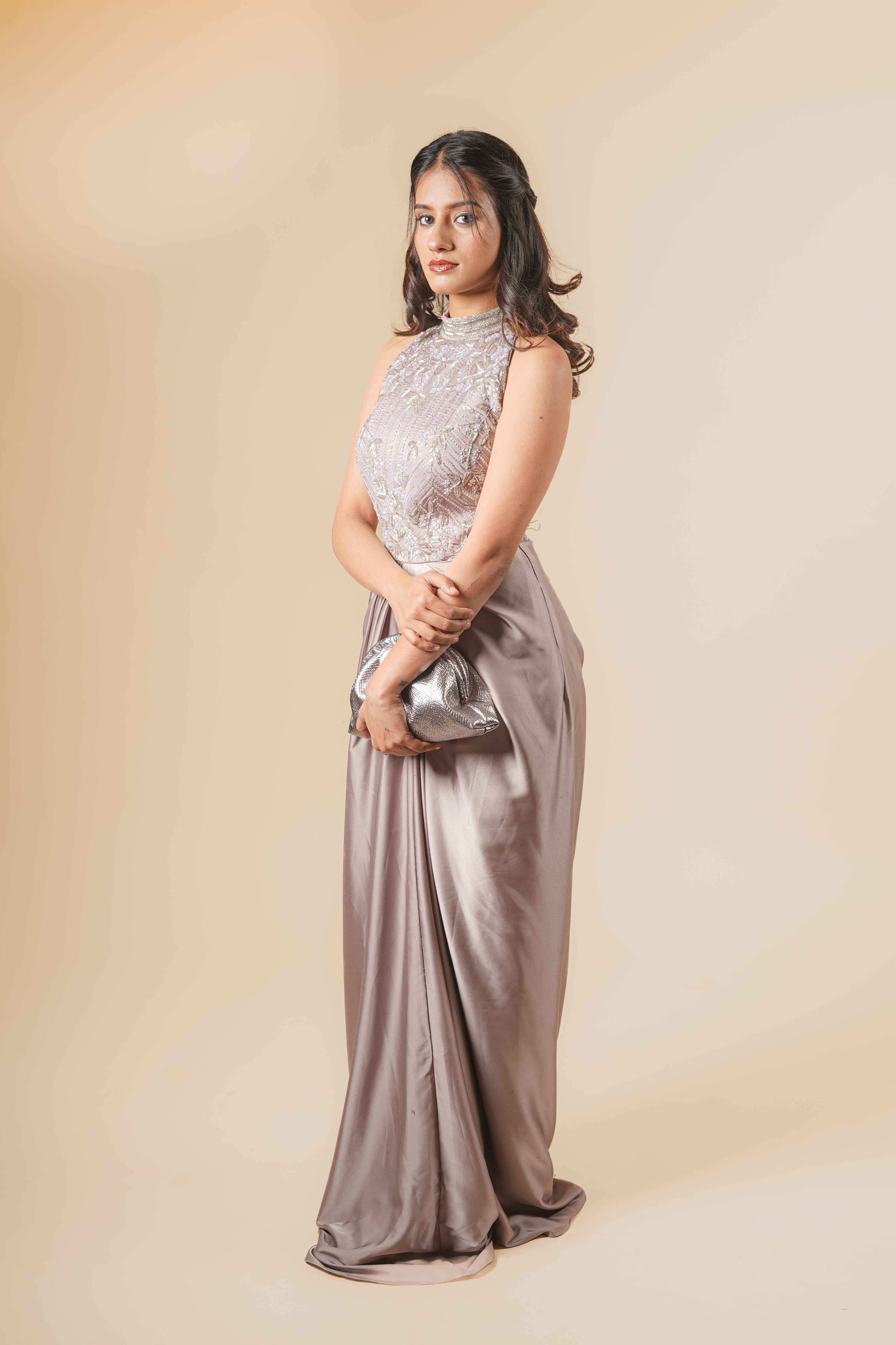 Champagne muse evening gown
