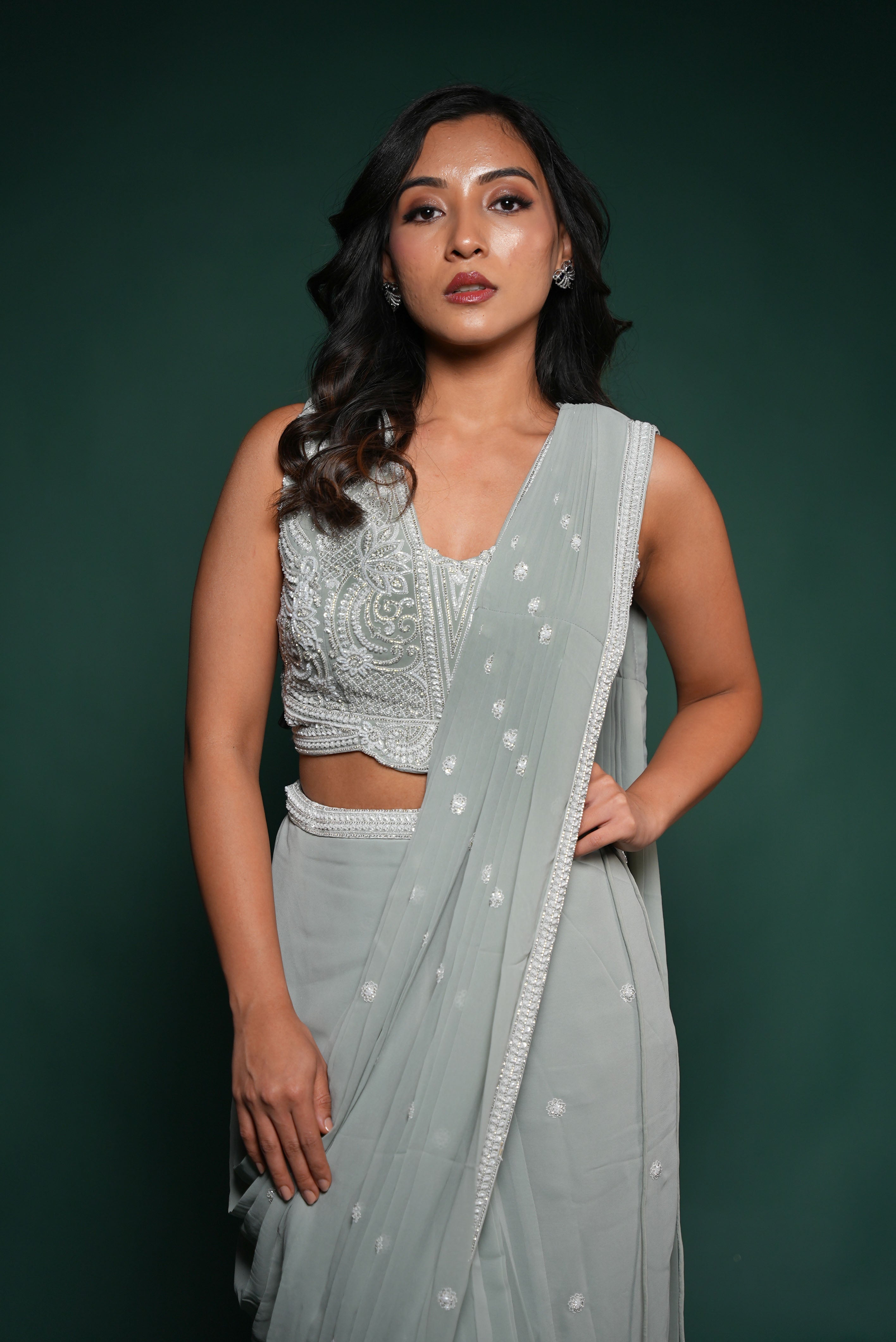 Moonlit silver saree