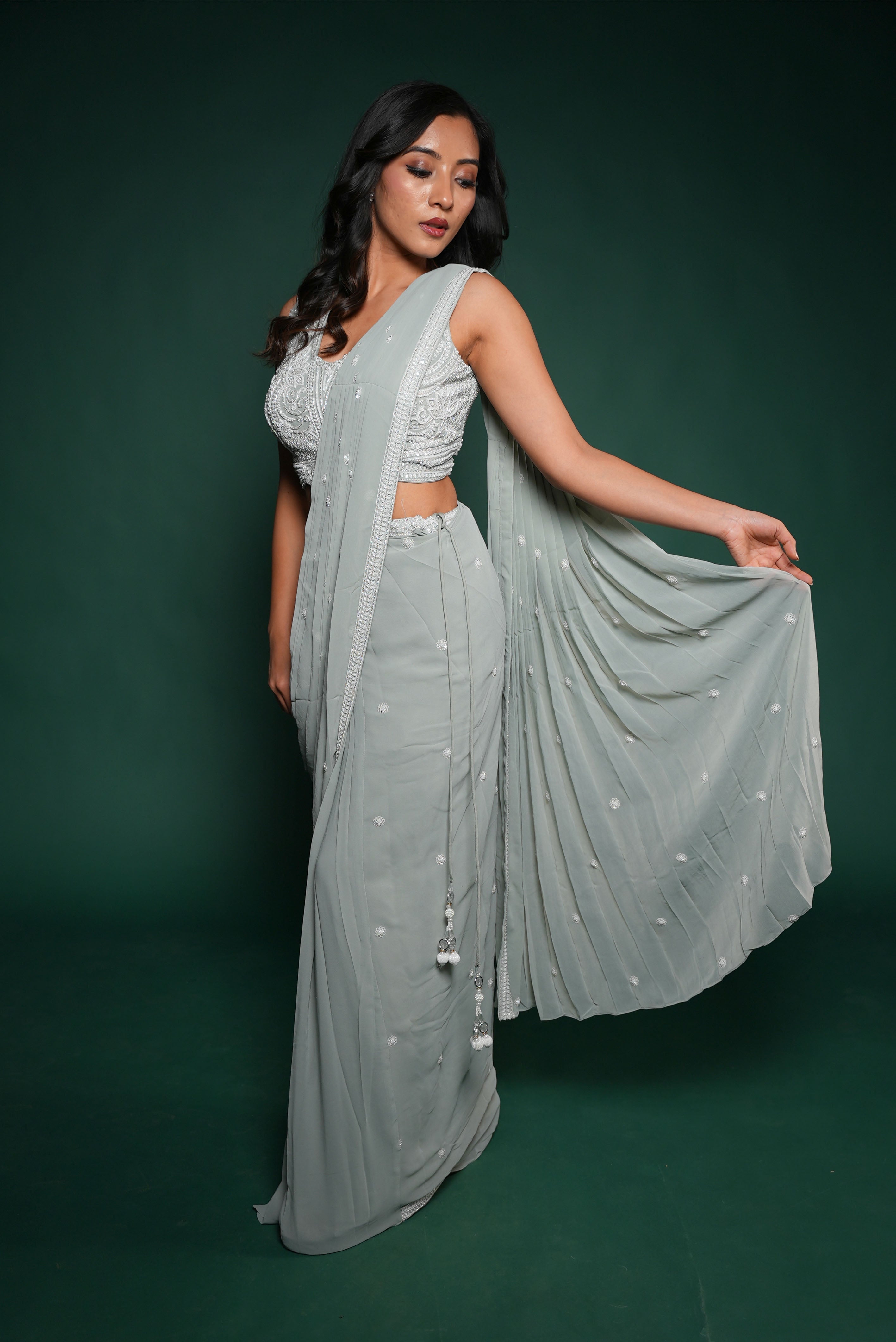 Moonlit silver saree