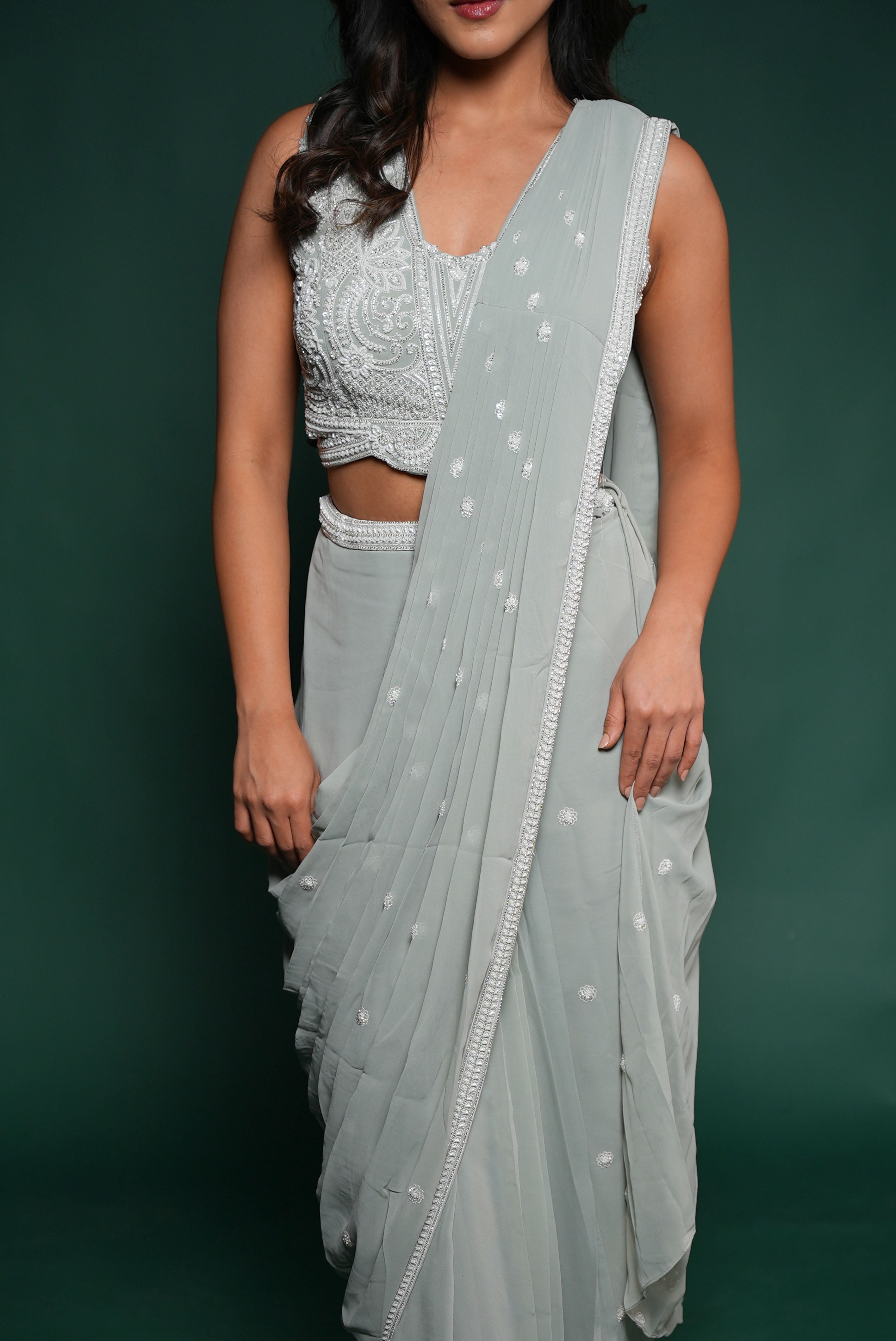Moonlit silver saree