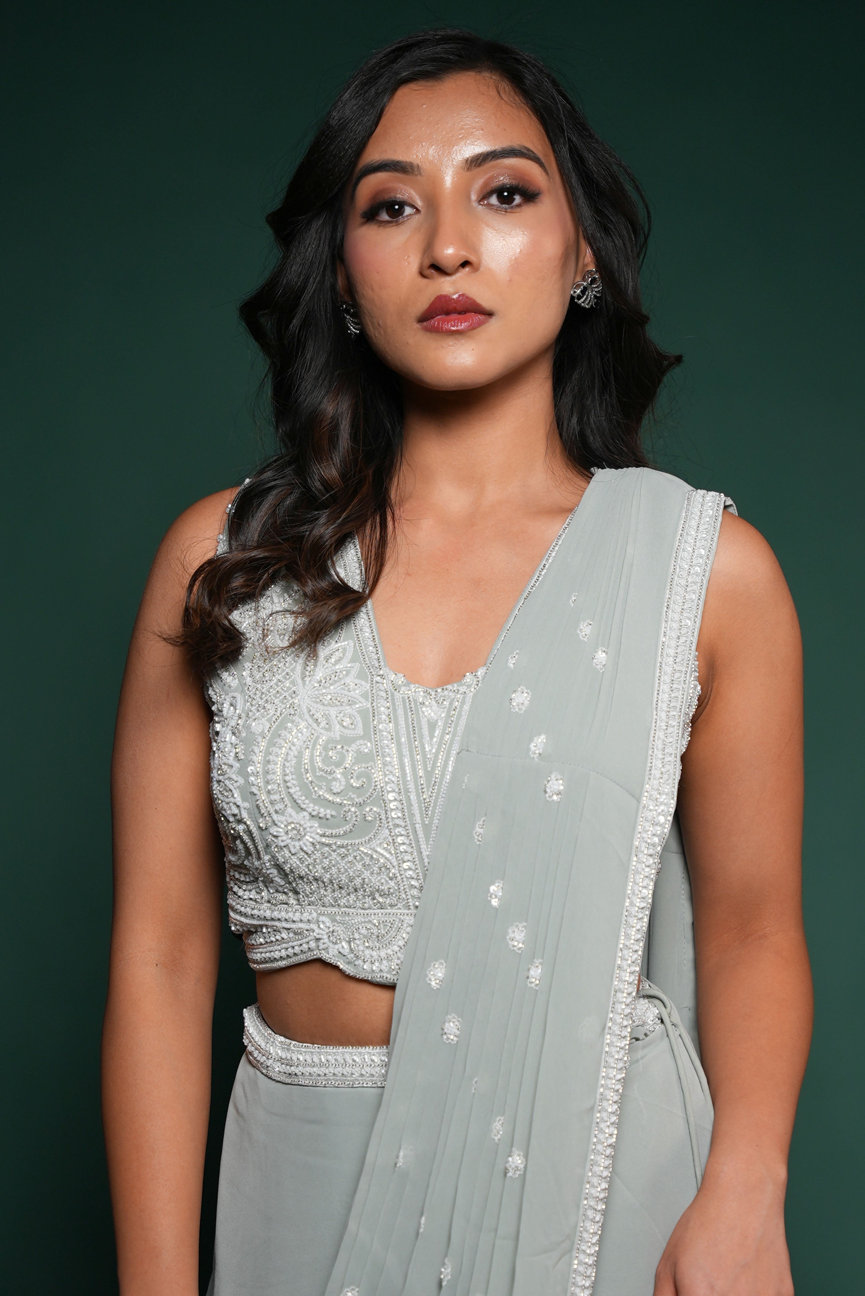 Moonlit silver saree