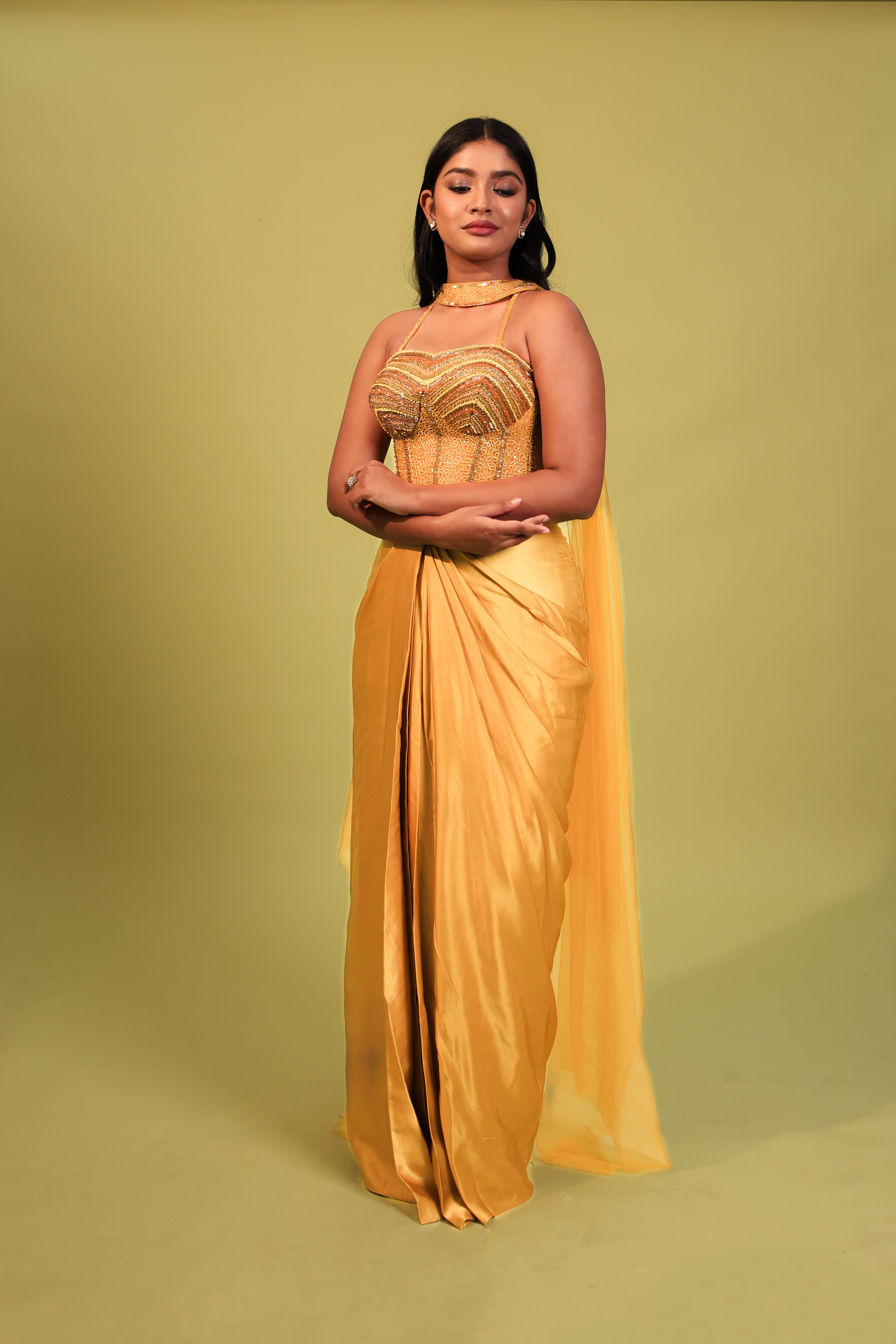 SEQUINCE DRAPE SKIRT