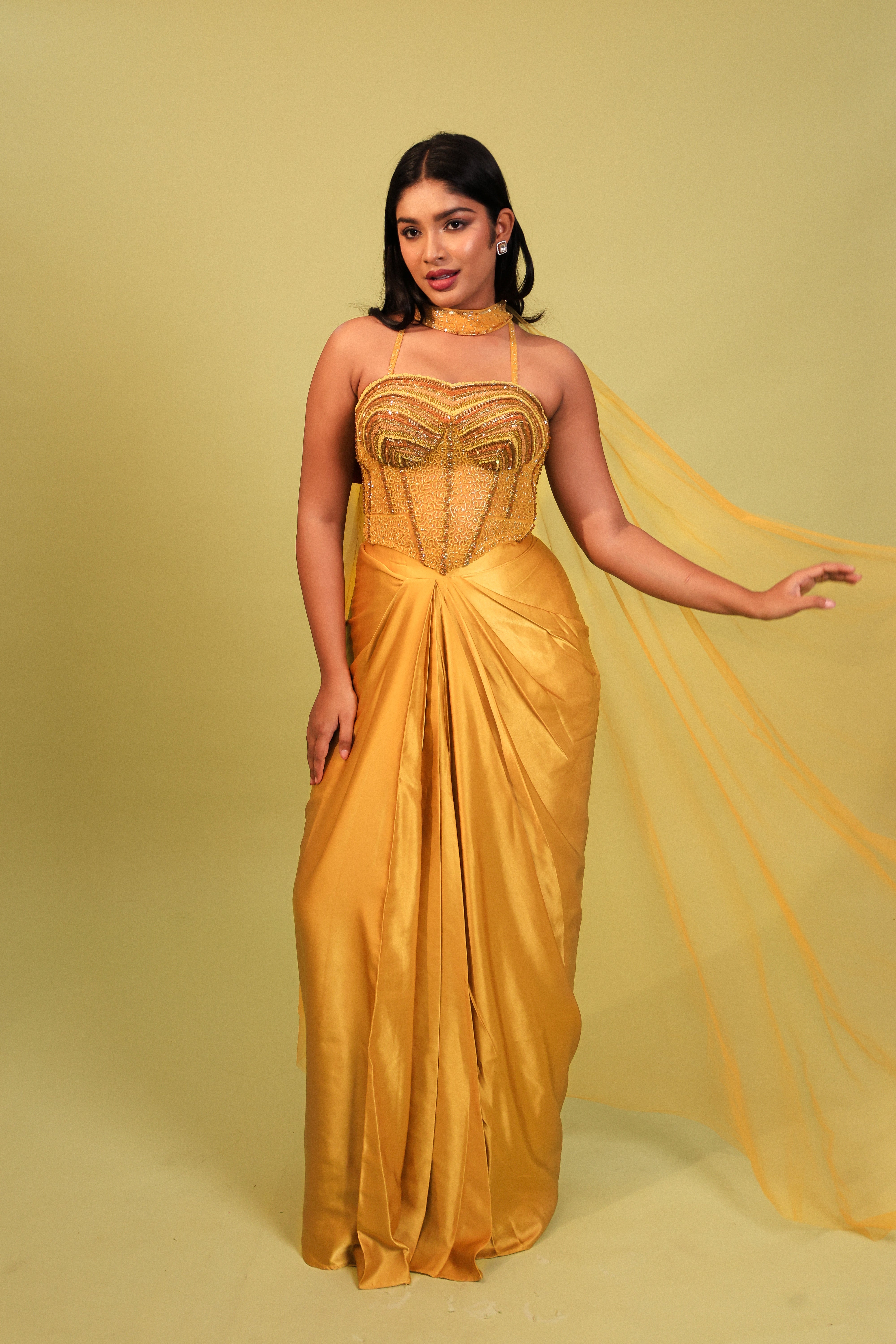 SEQUINCE DRAPE SKIRT