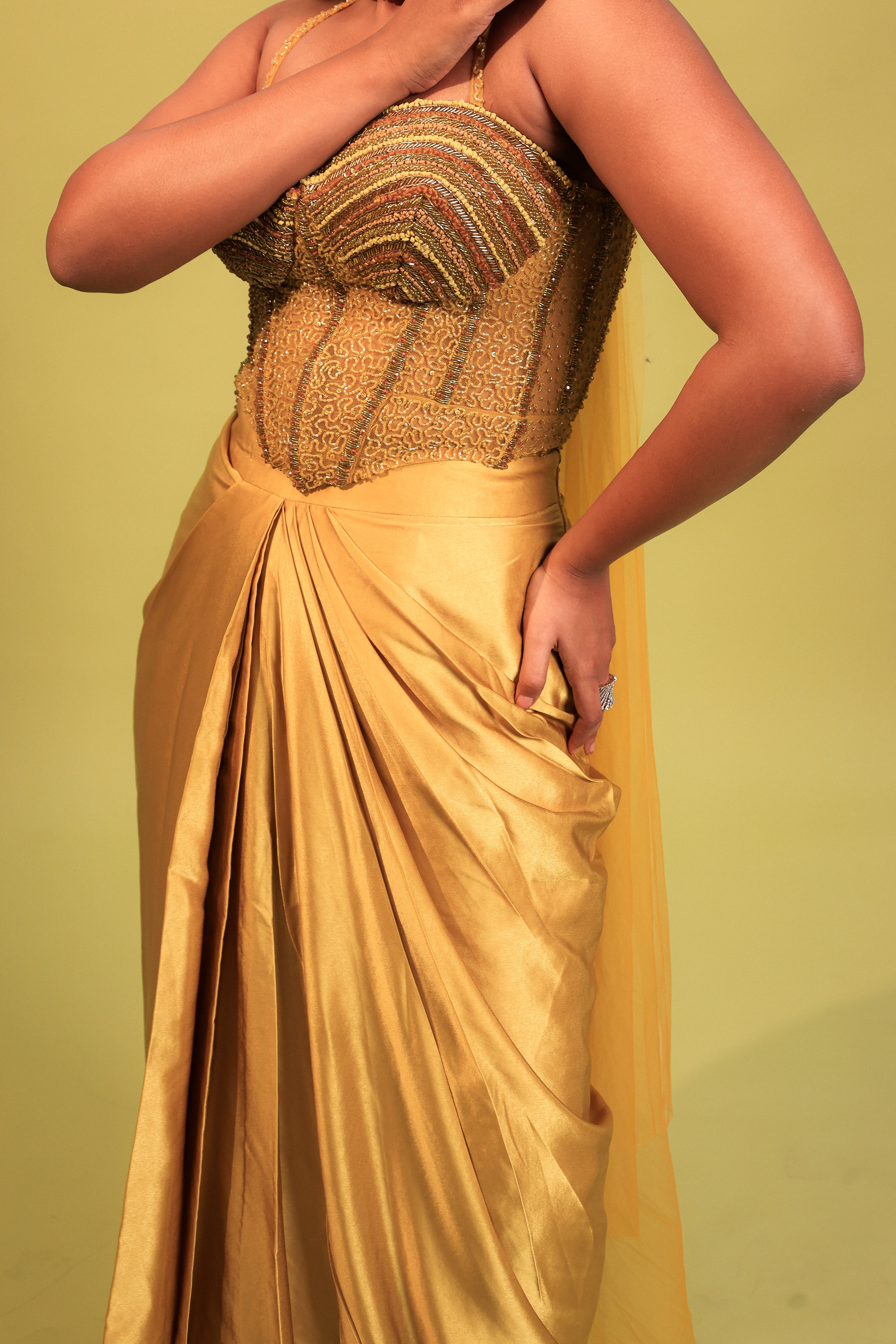 SEQUINCE DRAPE SKIRT