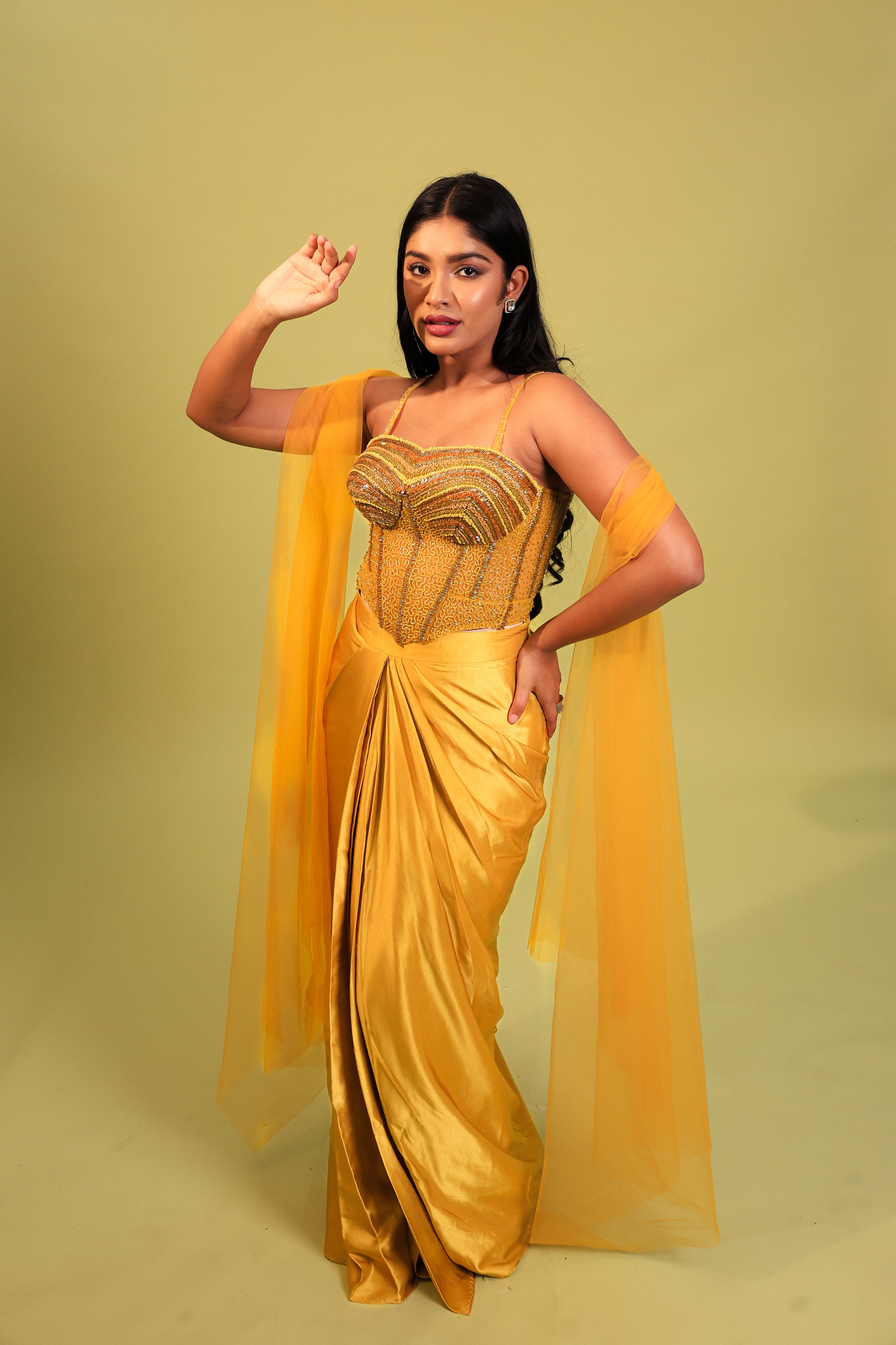 SEQUINCE DRAPE SKIRT