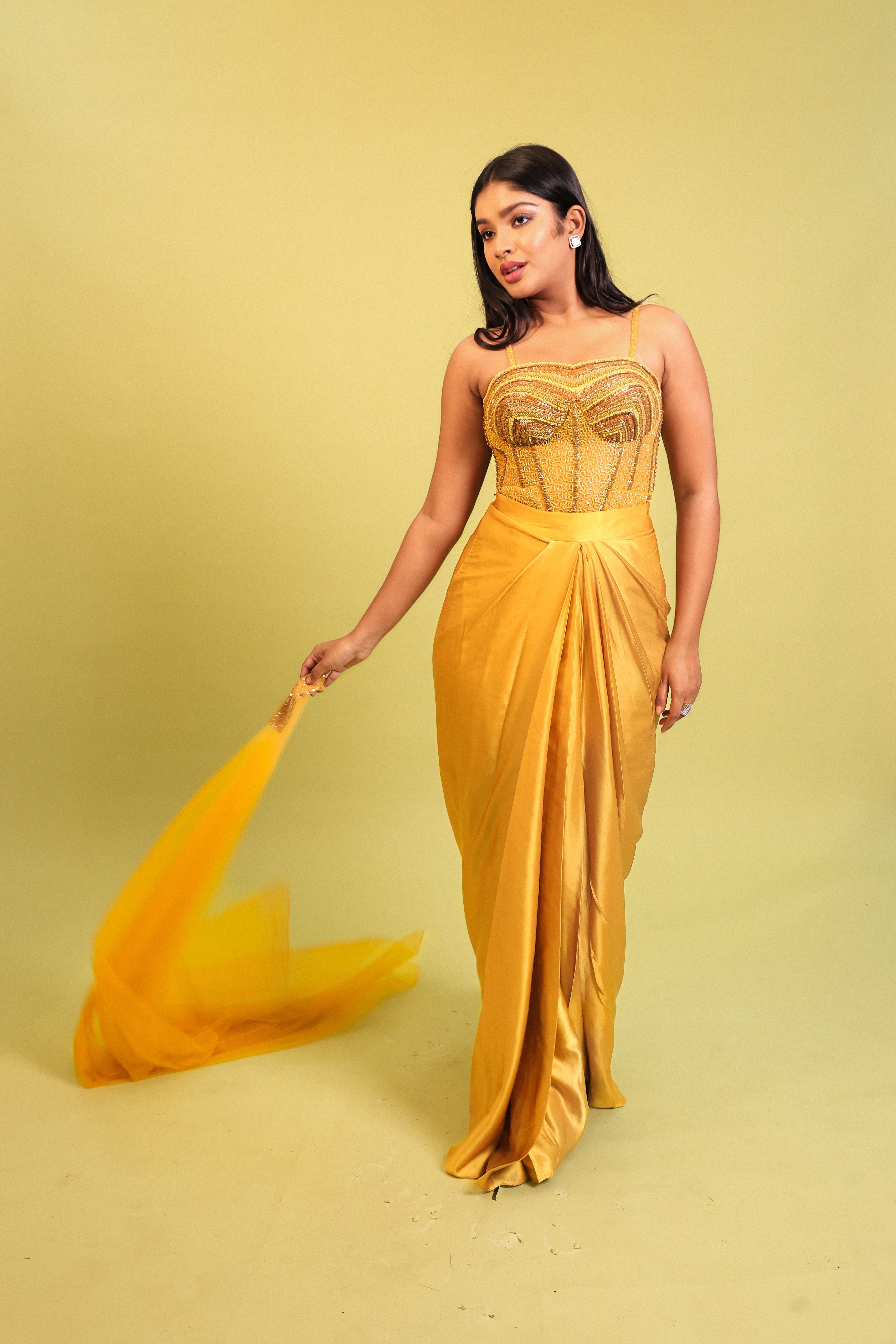 SEQUINCE DRAPE SKIRT