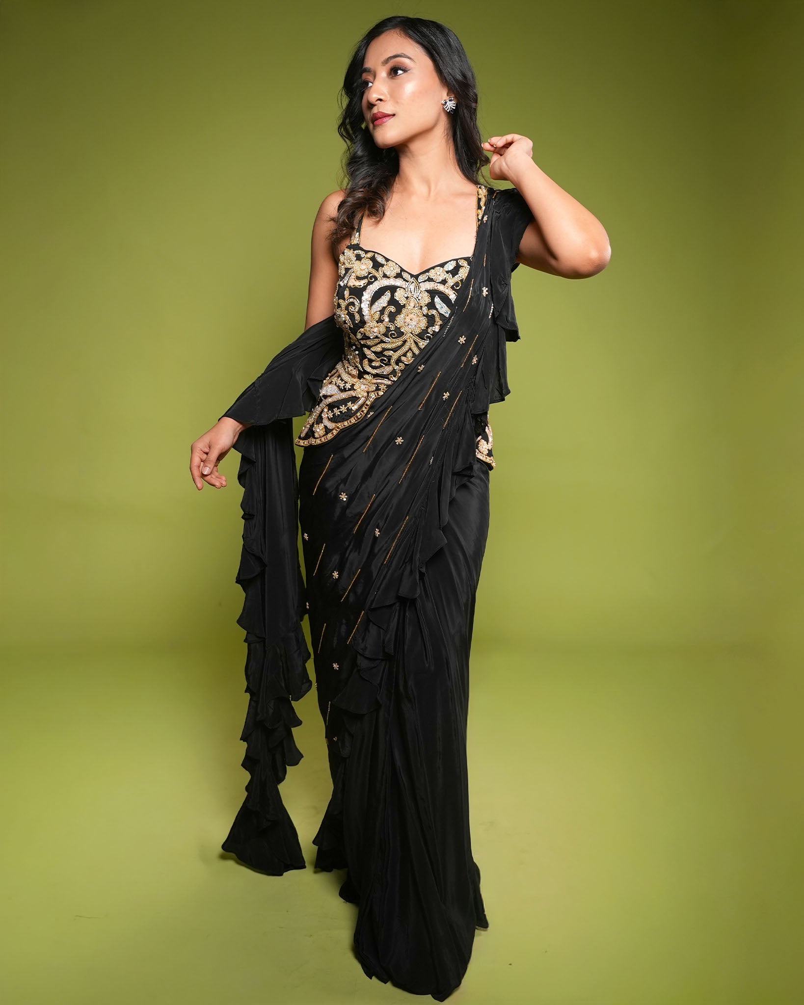 Peplum drape saree