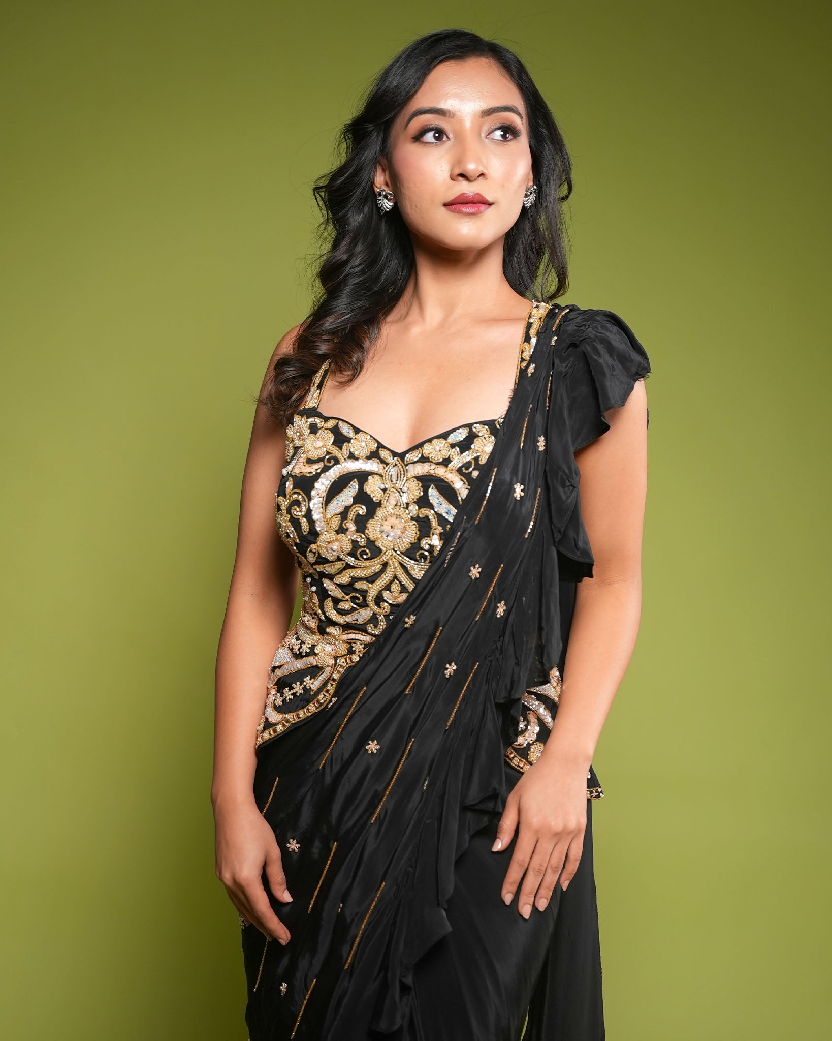 Peplum drape saree