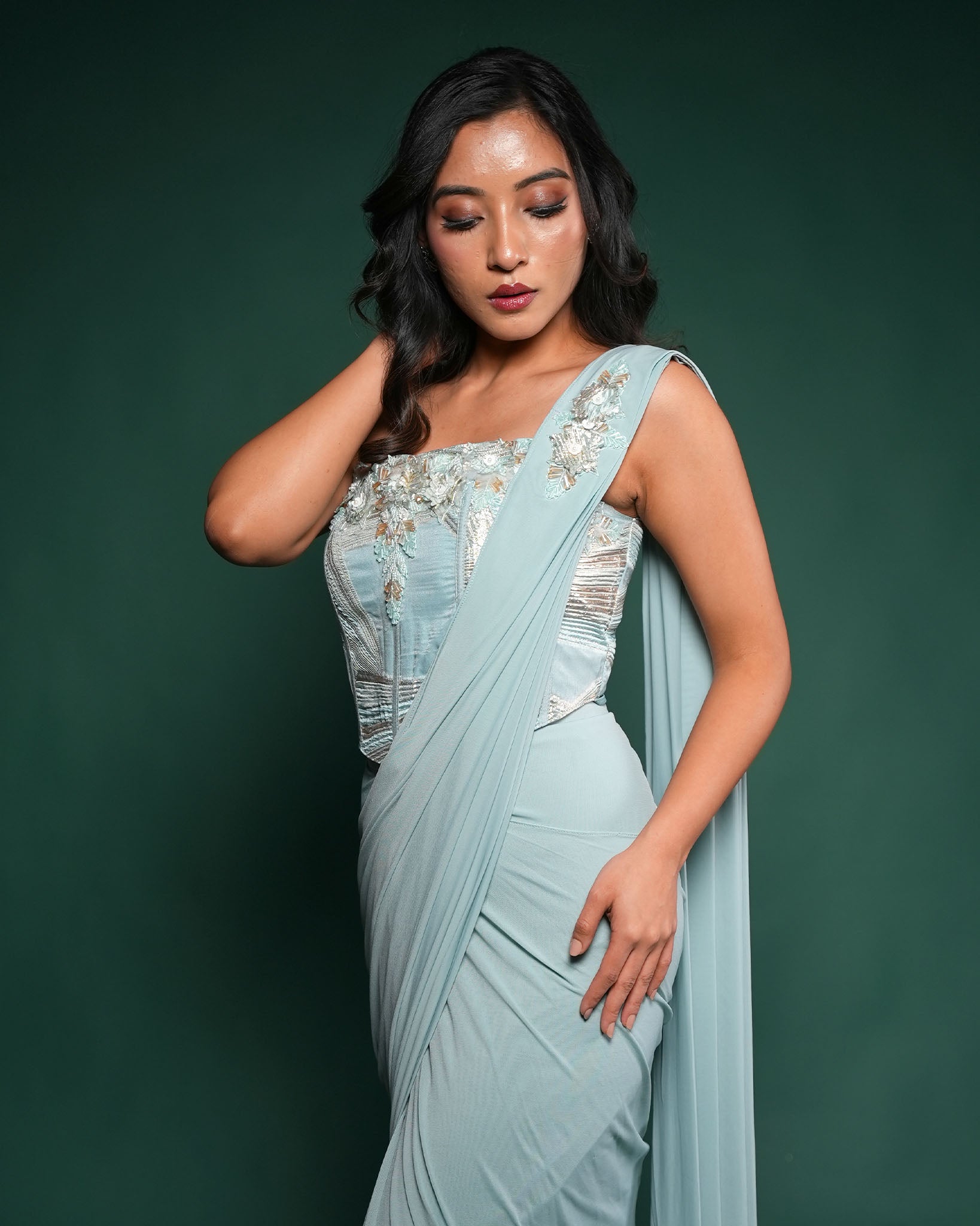 Sea mist aiyana drape saree