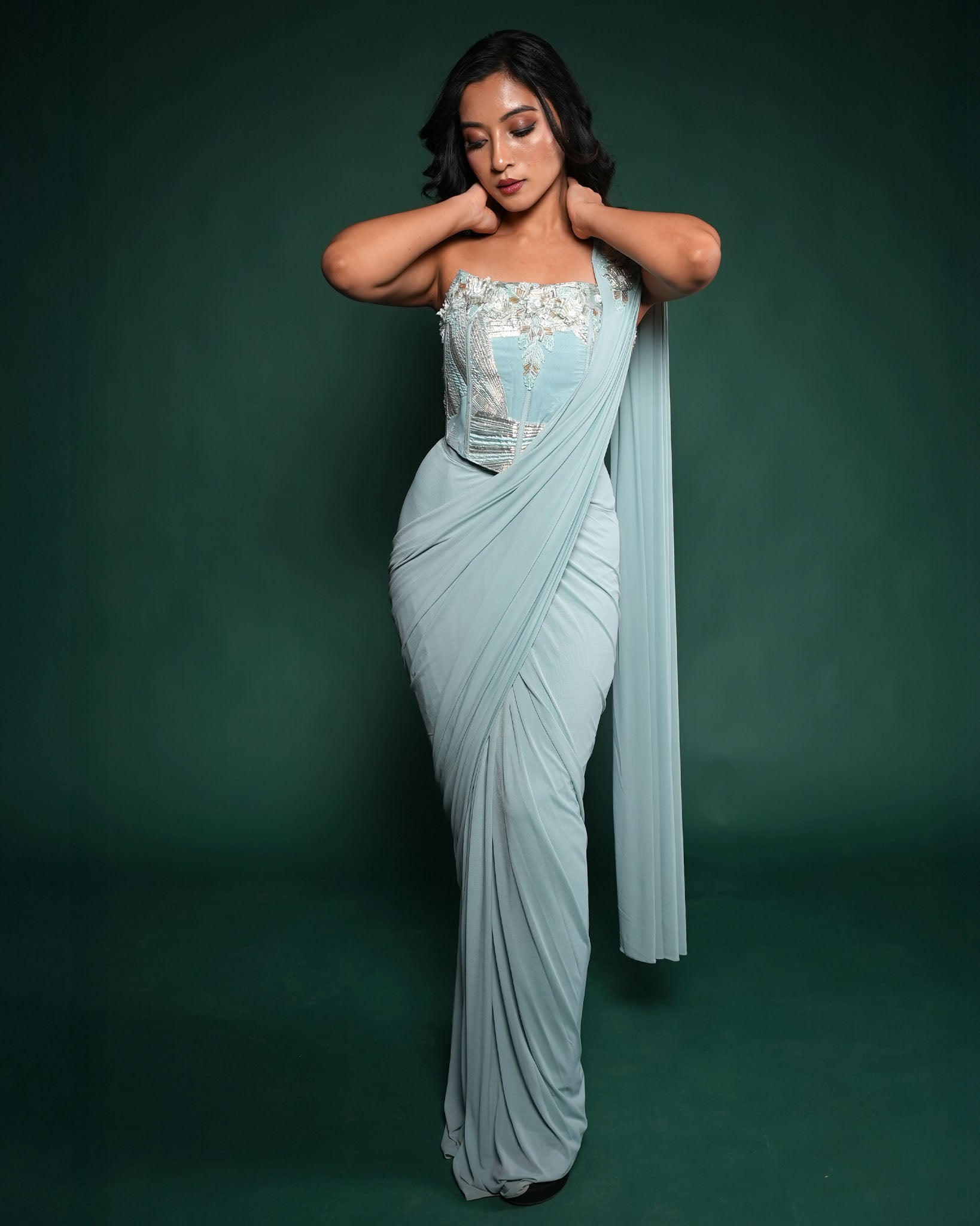 Sea mist aiyana drape saree
