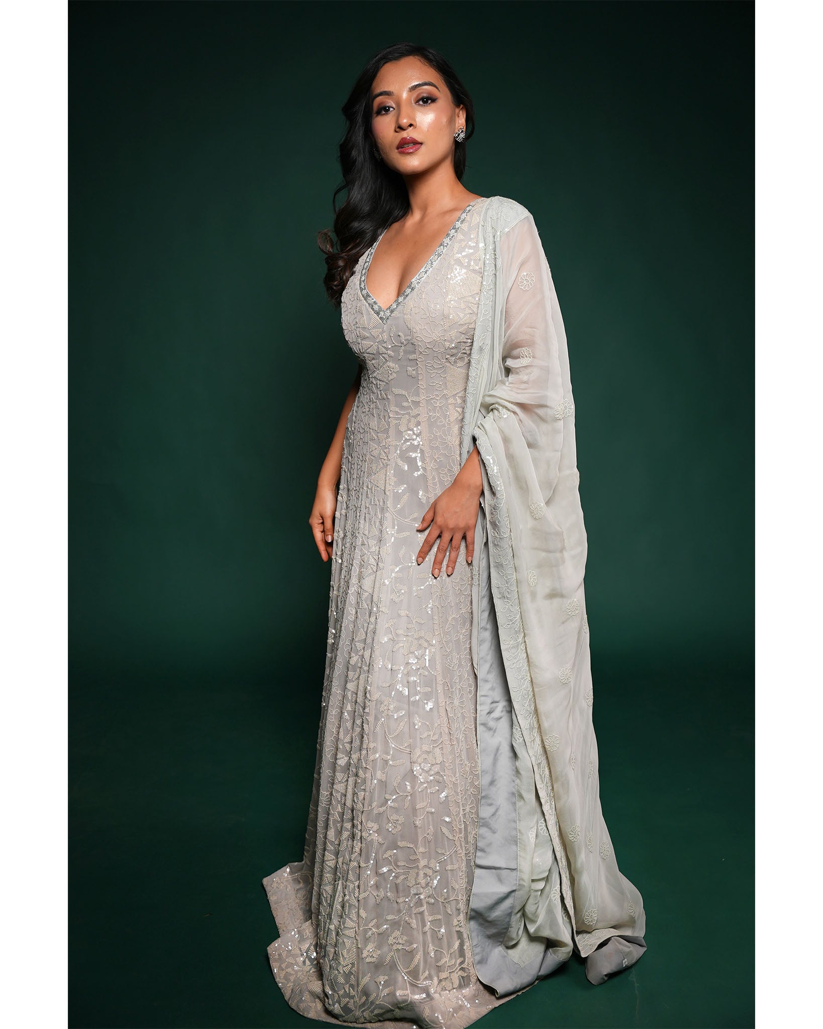 SILVER mist anarkali
