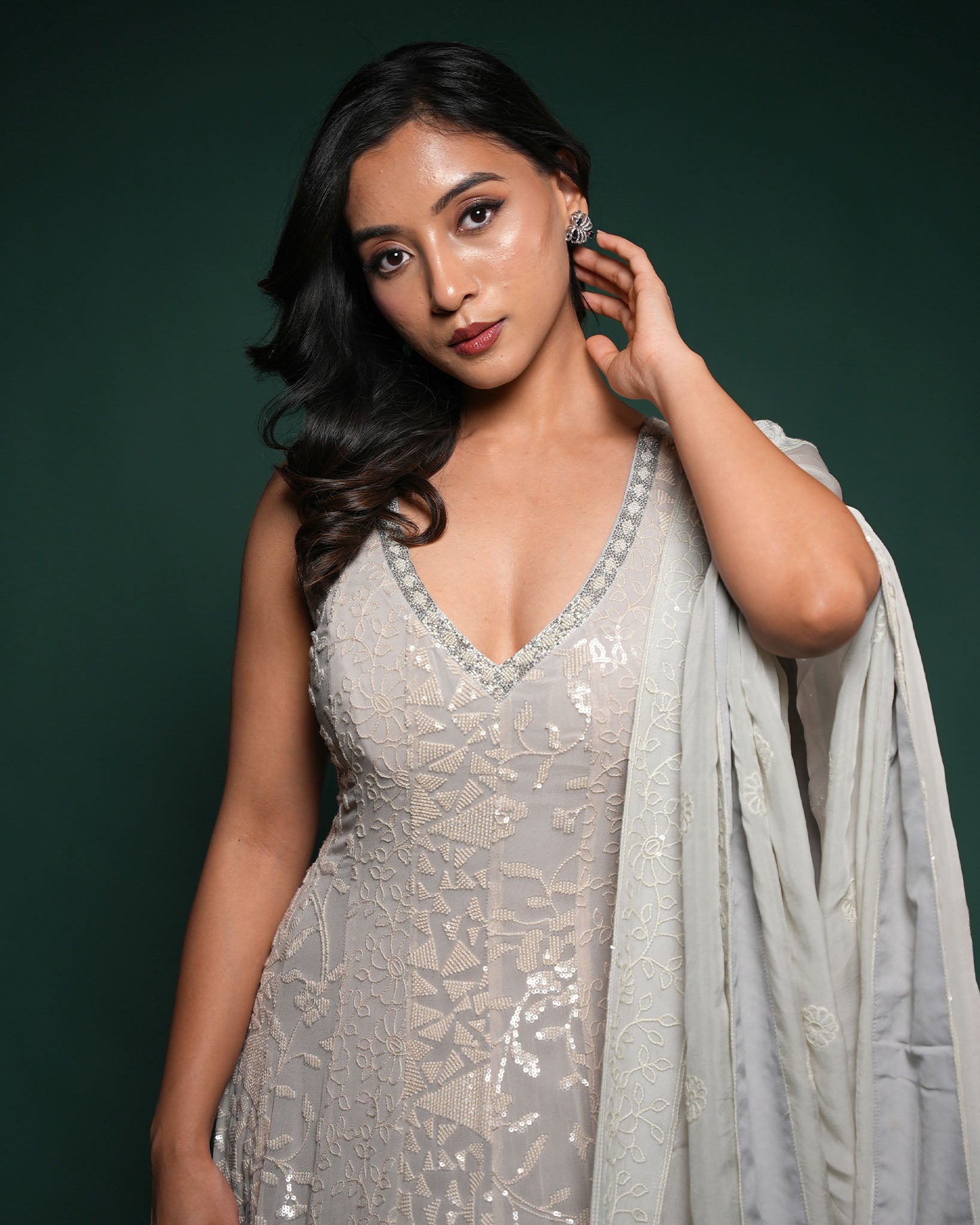 SILVER mist anarkali