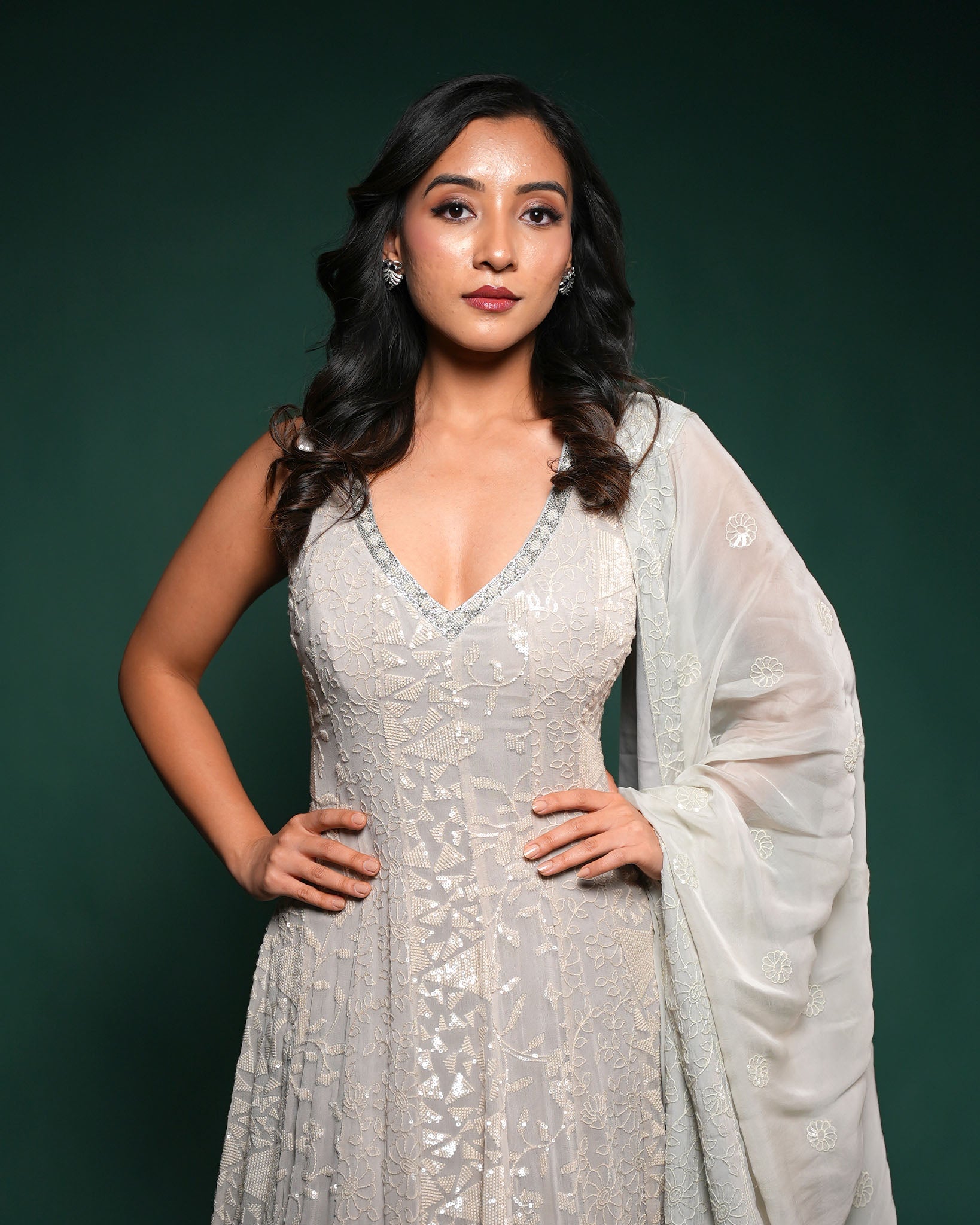 SILVER mist anarkali