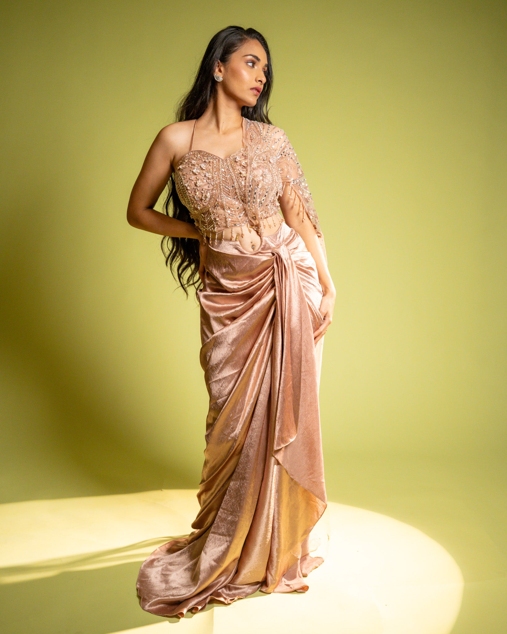 ROSE GOLD DRAPE SKIRT
