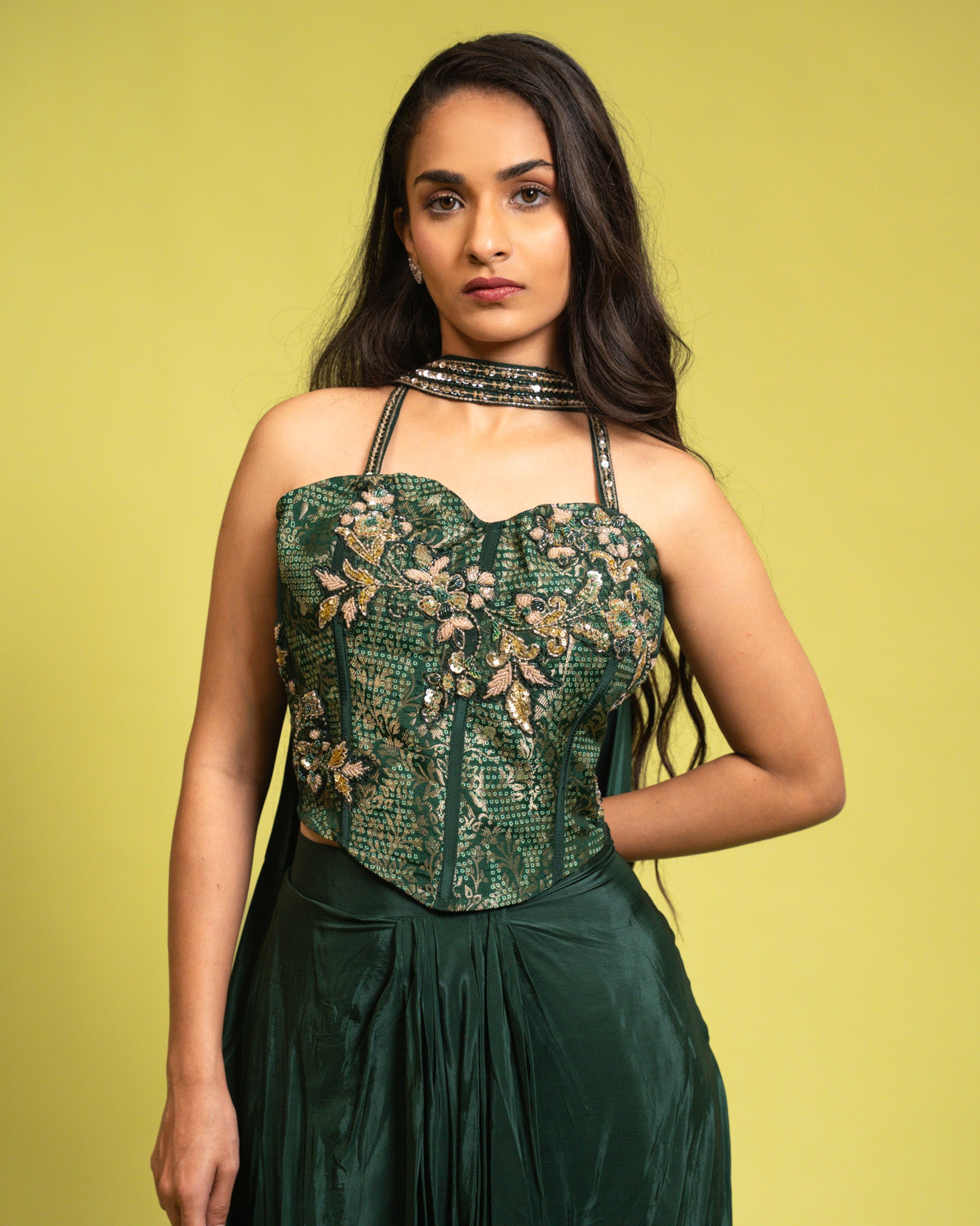 CORSET SILK DRAPE SKIRT