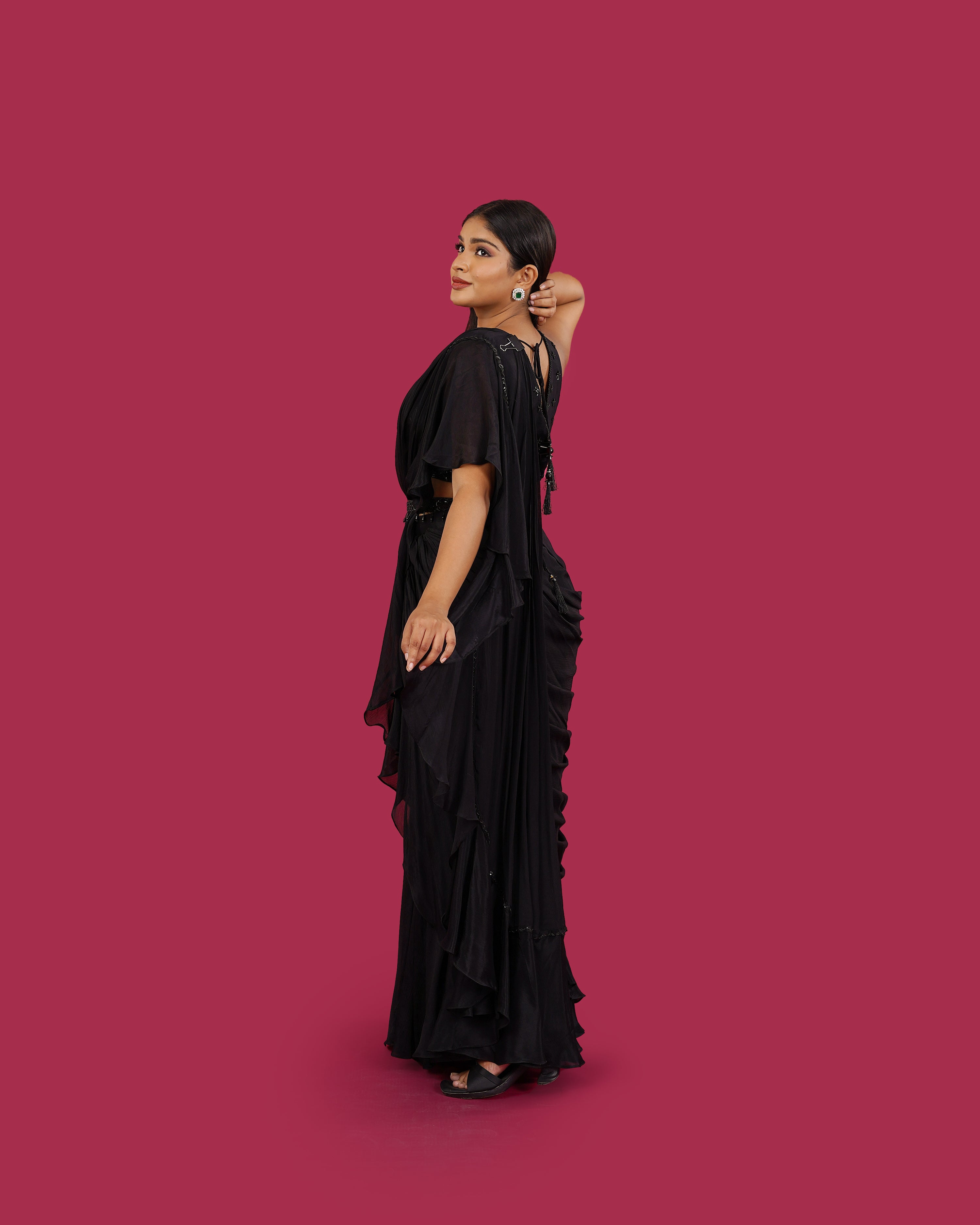 Black Drape Saree