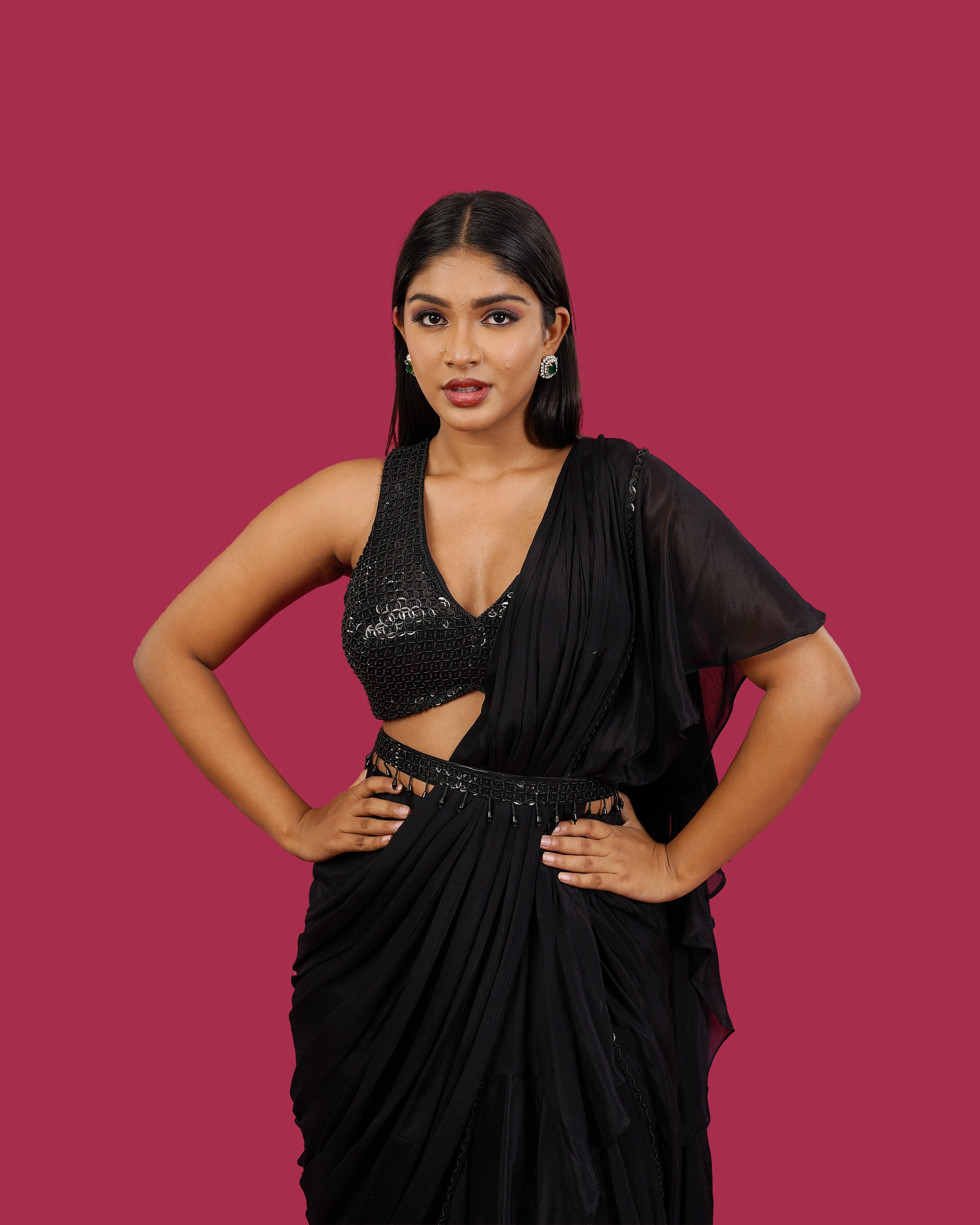 Black Drape Saree