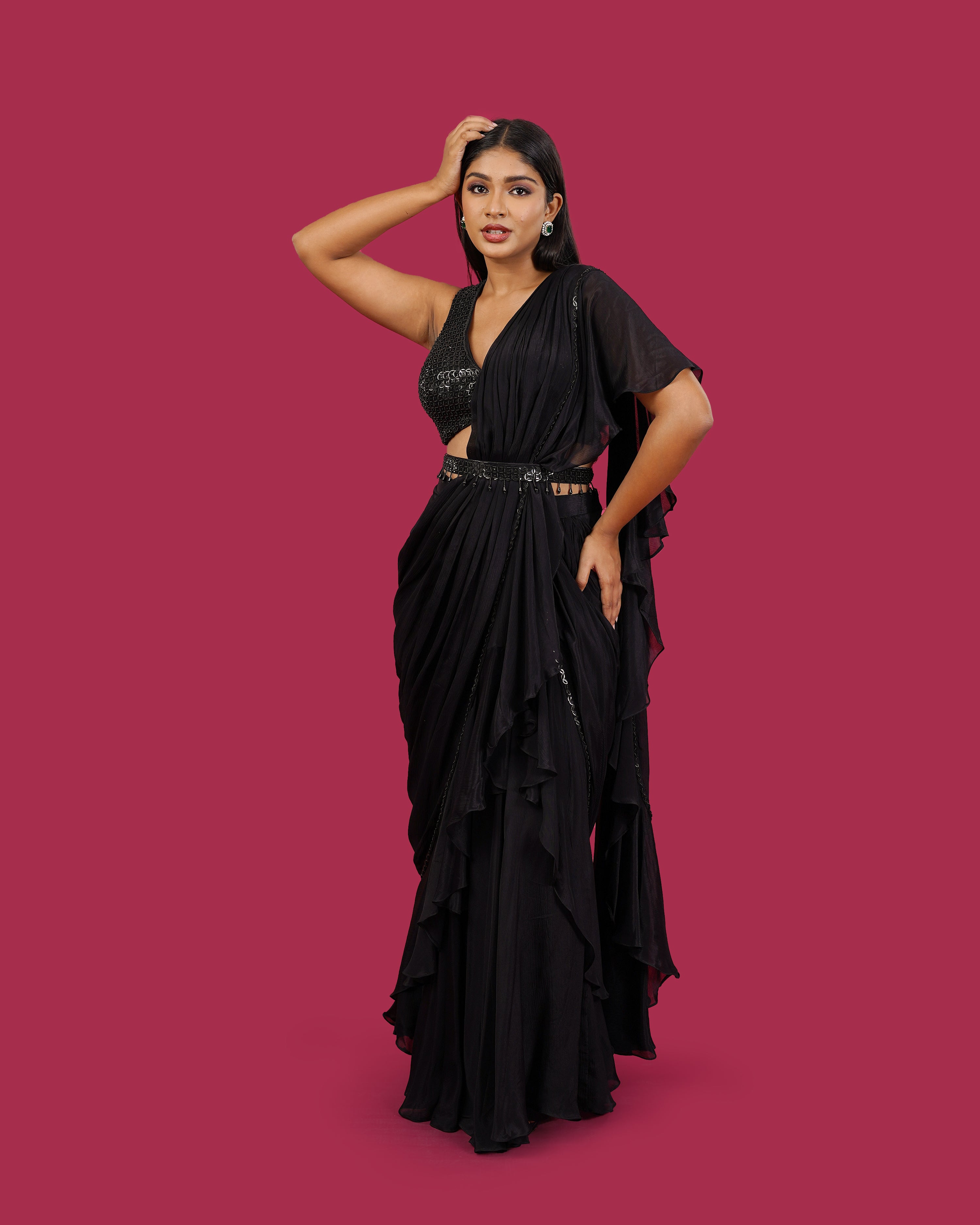 Black Drape Saree