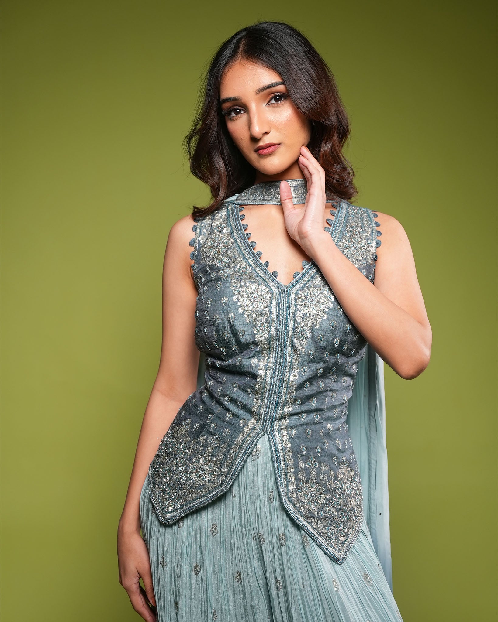 Waist coat sharara set