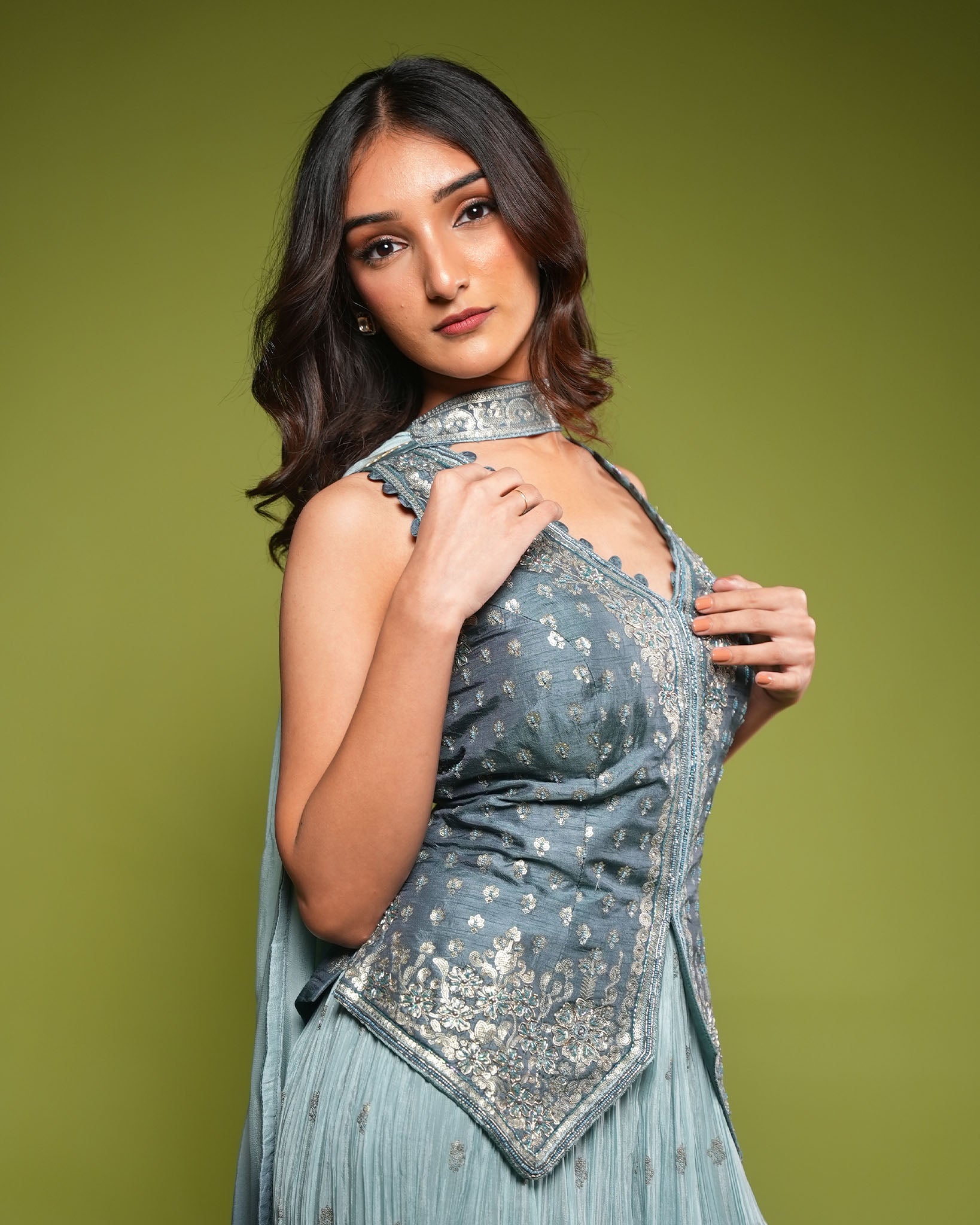 Waist coat sharara set
